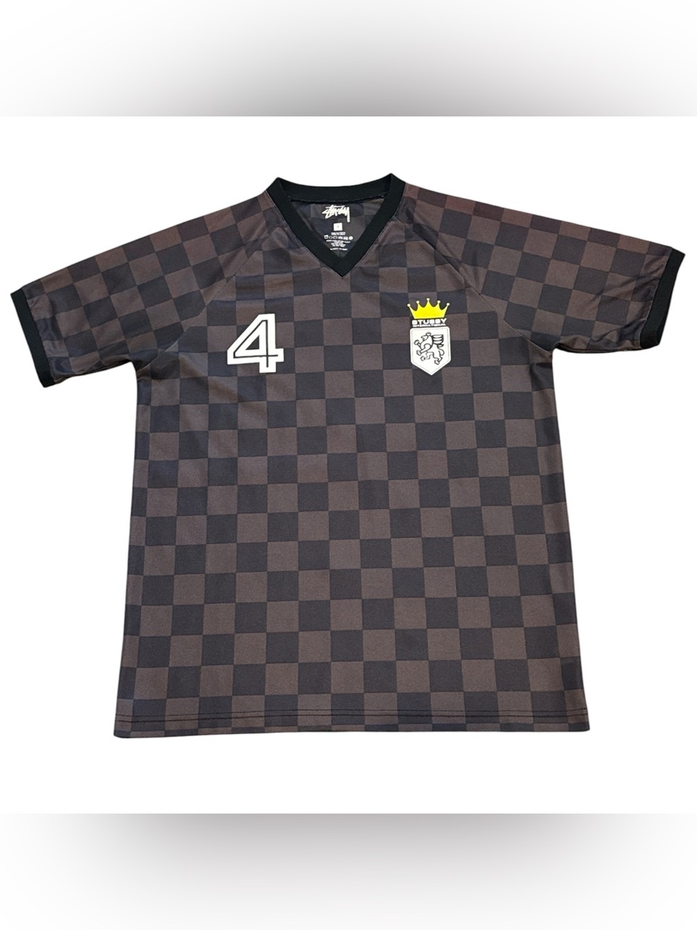 Stussy Checkered Pattern Short Sleeve Soccer Jersey Mens Small Streetwear Rare